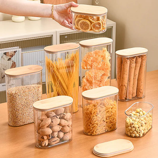 Bamboo Lid Airtight Jar Set for Kitchen Storage